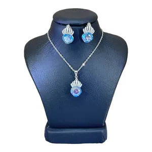 نیم ست نقره زنانه سواروسکی مدل تاج کد 2232