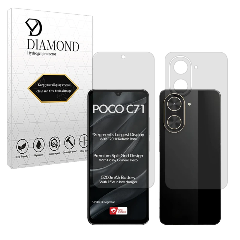 محافظ صفحه نمایش مات دیاموند مدل Tough مناسب برای گوشی موبایل شیائومی Poco C71 به همراه محافظ پشت گوشی