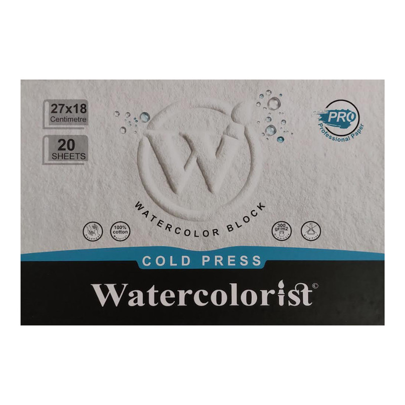 دفتر آبرنگ 20 برگ واترکالریست مدل بلوک کلدپرس پرو کد 1827 proCold