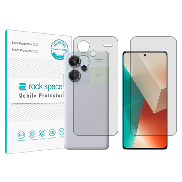 محافظ صفحه نمایش شفاف راک اسپیس مدل HyGEL مناسب برای گوشی موبایل شیائومی Redmi Note 13 Pro Plus به همراه محافظ پشت گوشی