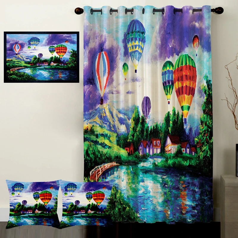 پرده رنس مدل S1-41118 به همراه تابلو و کوسن