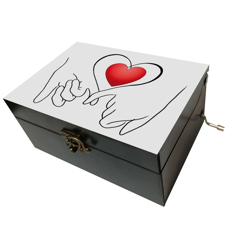 جعبه موزیکال مدل هندلی طرح دست قلب عشق کد 2025