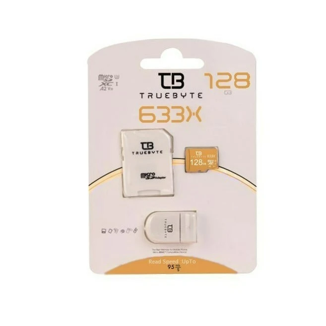 عکس شماره 2 : کارت حافظه microsdxc تروبایت مدل a2-v30-633x کلاس 10 استاندارد uhs-i u3 سرعت 95mbps ظرفیت 128گیگابایت به همراه کارت خوان