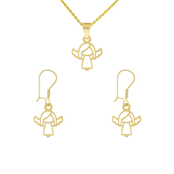 نیم ست طلا 18 عیار زنانه طلای کامک مدل فرشته نیم ست طلا 18 عیار زنانه طلای کامک مدل فرشته