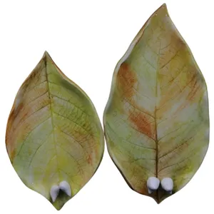 شیرینی خوری سرامیکی هیوا مدل برگ طرح پاییز کد 9446196 مجموعه 2 عددی