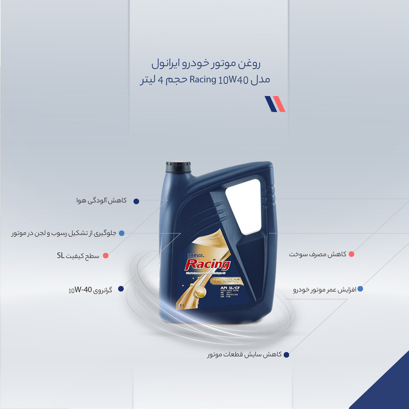 روغن موتور خودرو ایرانول مدل Racing 10W40 حجم 4 لیتر روغن موتور خودرو ایرانول مدل Racing 10W40 حجم 4 لیتر