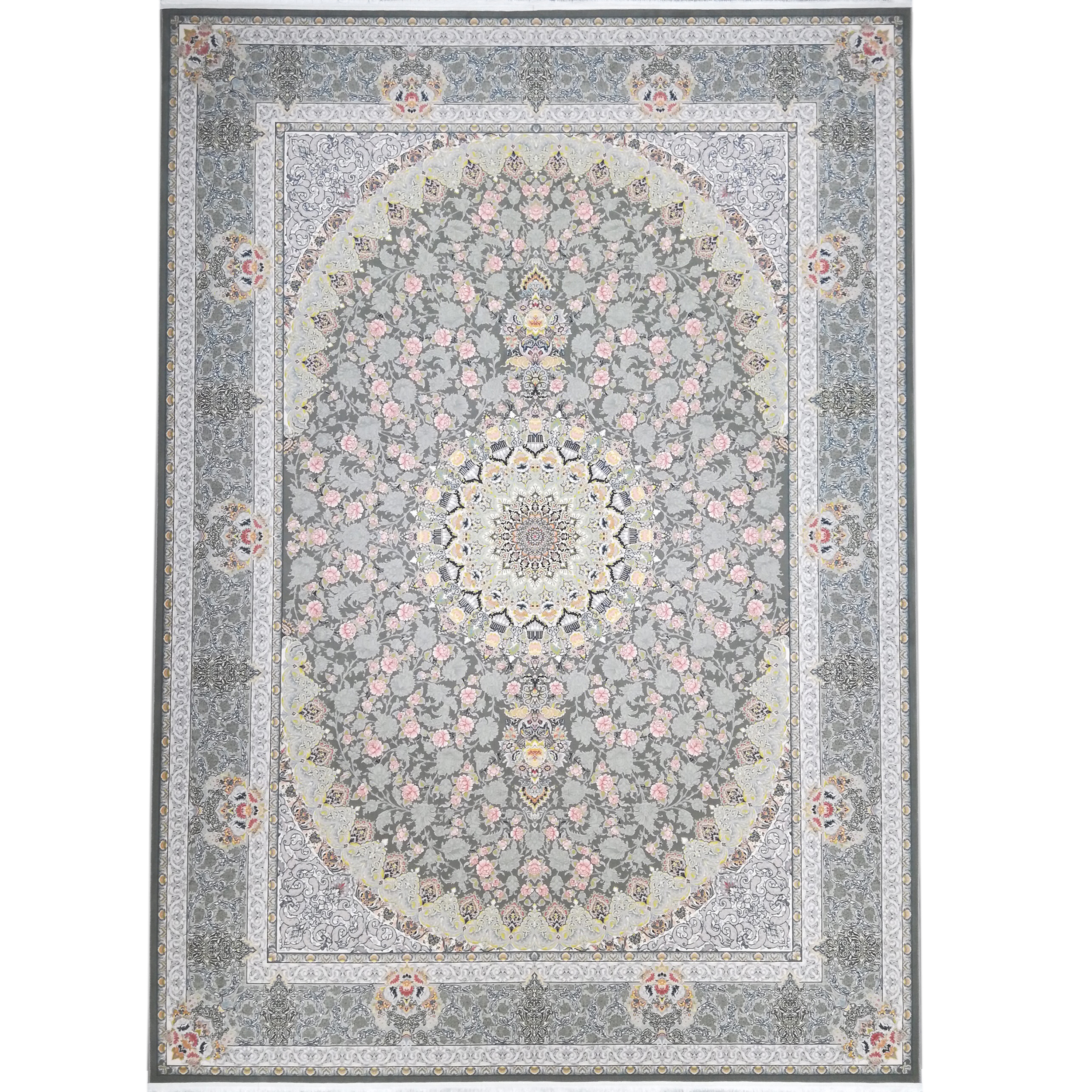 فرش ماشینی فرش مارکت تریتا مدل یکتا کد fm1200 62 زمینه طوسی 