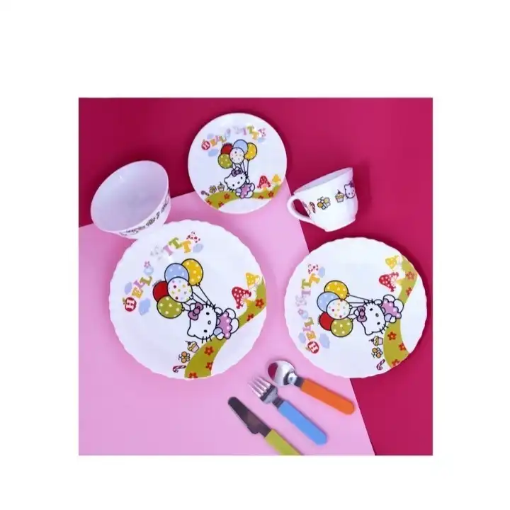 سرویس غذاخوری 5 تکه کودک پارس اوپال طرح کیتی کد 653