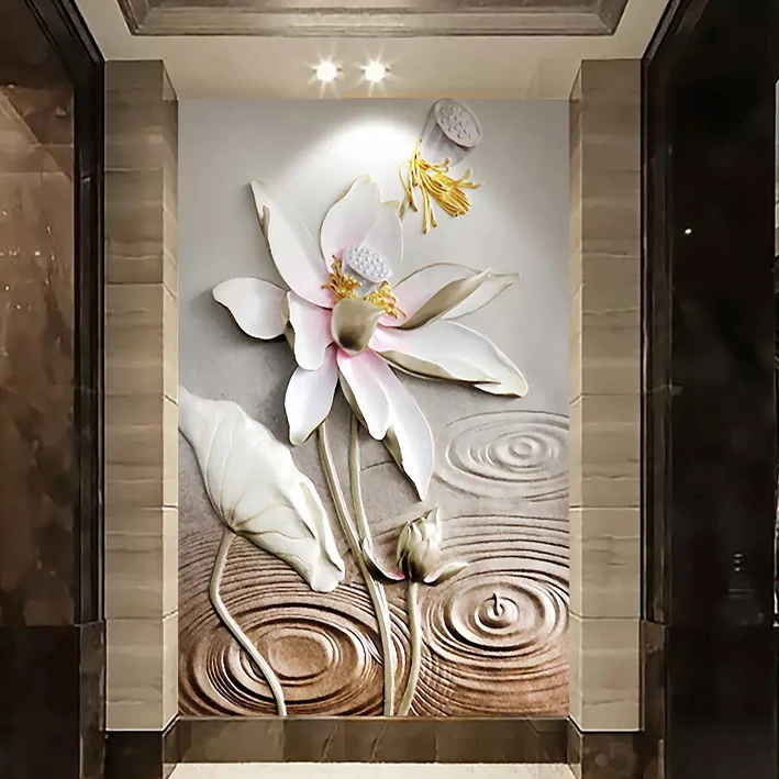 پوستر دیواری سه بعدی مدل گل برجسته گچی DVRF1331