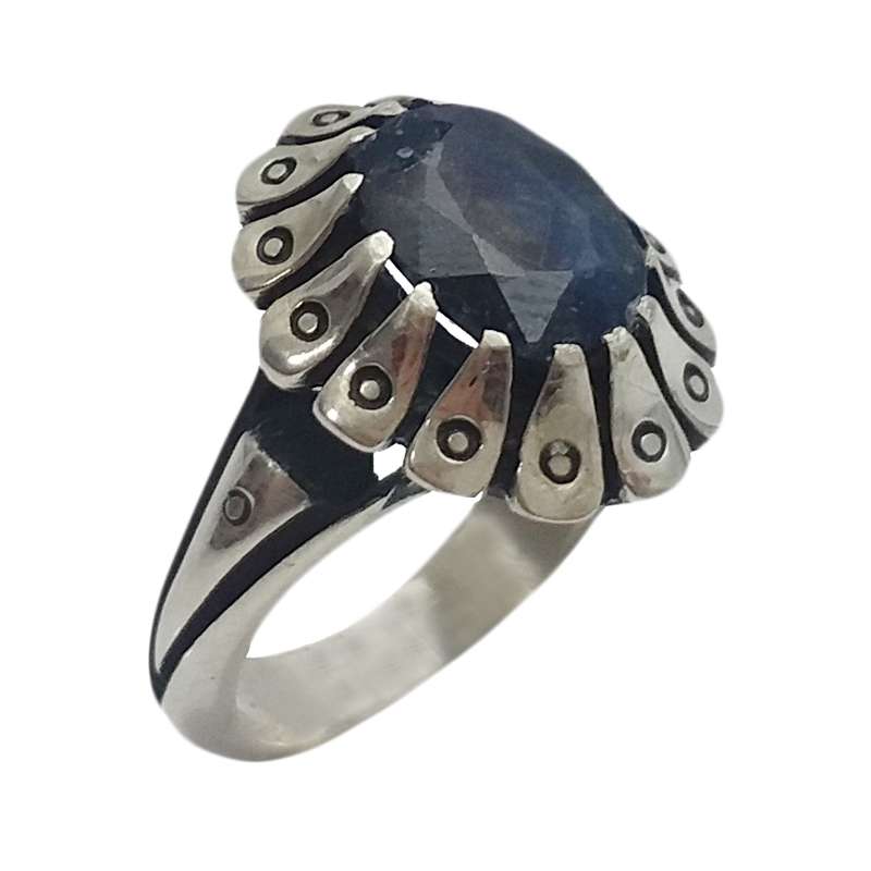 انگشتر نقره مردانه مدل یاقوت کبود آفریقا کد 4176310