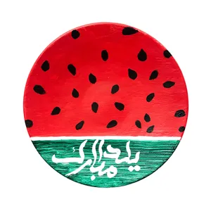 بشقاب سفالی طرح هندوانه یلدا