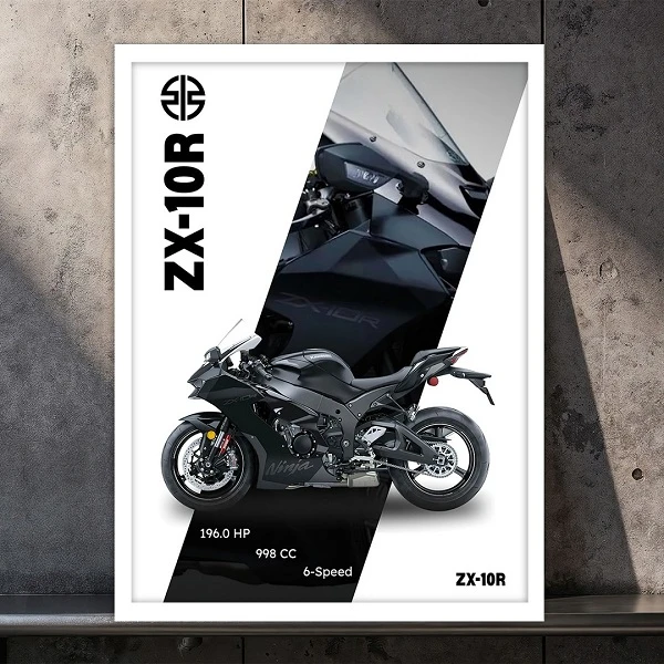 تابلو بکلیت طرح موتور ZX-10R مدل W-S10814 فریم سفید
