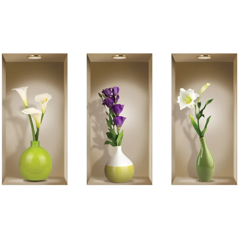 استیکر دیواری ژیوار طرح طاقچه گل های بهاری