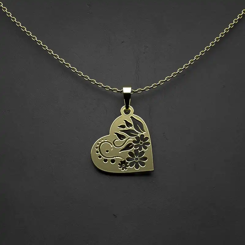 گردنبند طلا 18 عیار زنانه مدوپد مدل  طرح قلب کد SS1090