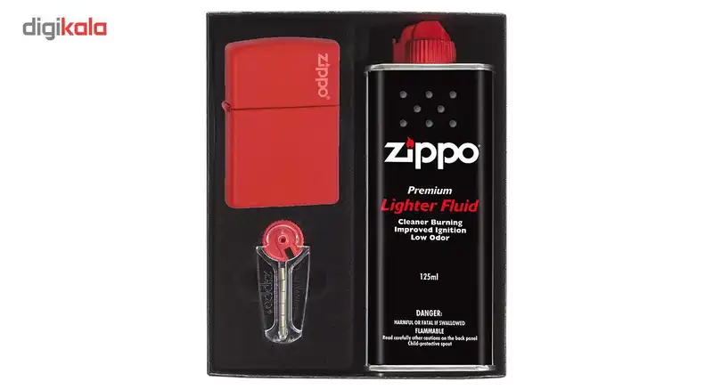 ست هدیه فندک زیپو مدل Red Matte with Zippo Logo کد 233ZL