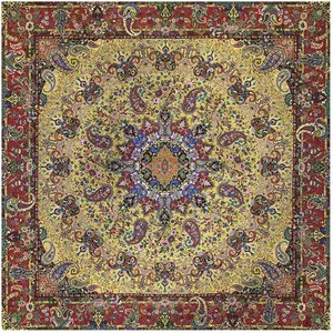 رومیزی ترمه ابریشمی خانه ترمه ایران طرح آذرناز خردلی قرمز 7036