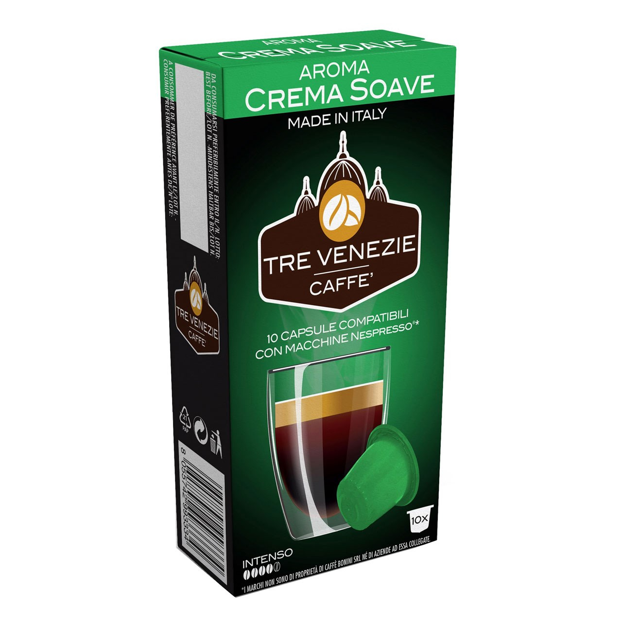 کپسول قهوه تِرِونیز مدل Crema Soave بسته 10 عددی