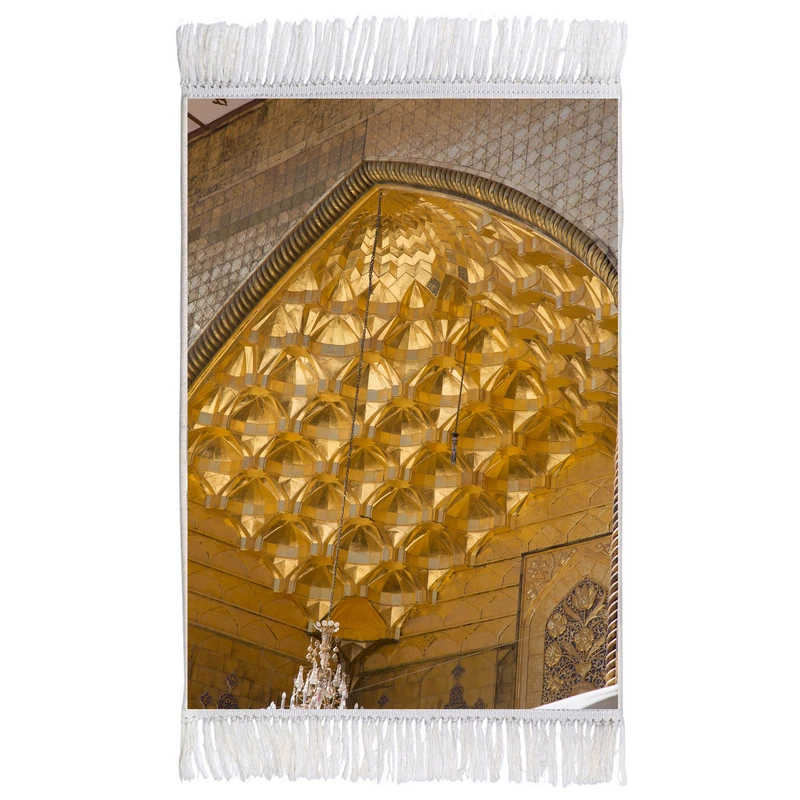 فرش ماشینی دیوارکوب اطلس آبی مدل حرم حضرت علی مدل T4085