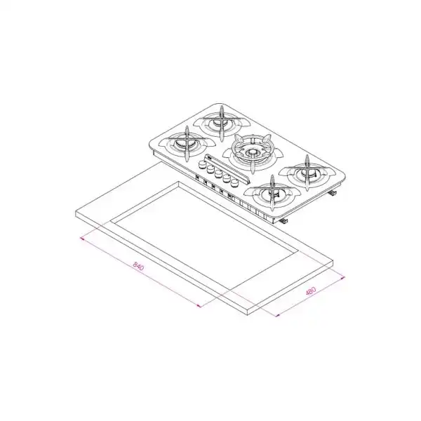 اجاق گاز صفحه ای 5 شعله کن مدل GBM503
