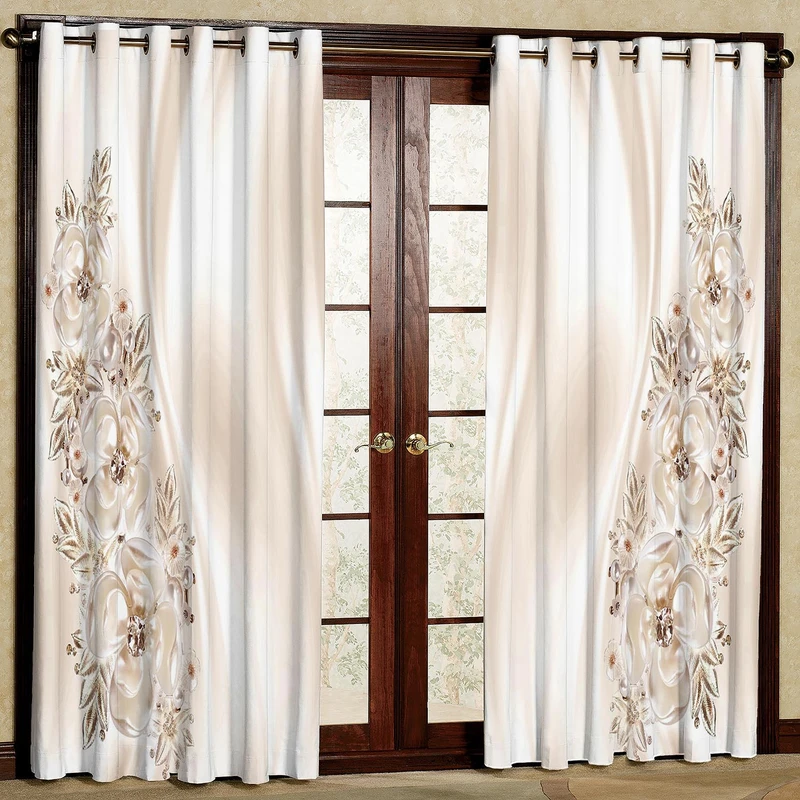 پرده بارمان دکور طرح گل نگینی مدل مخمل پانچی کد 39 1138 W سایز 140x280 سانتی متر