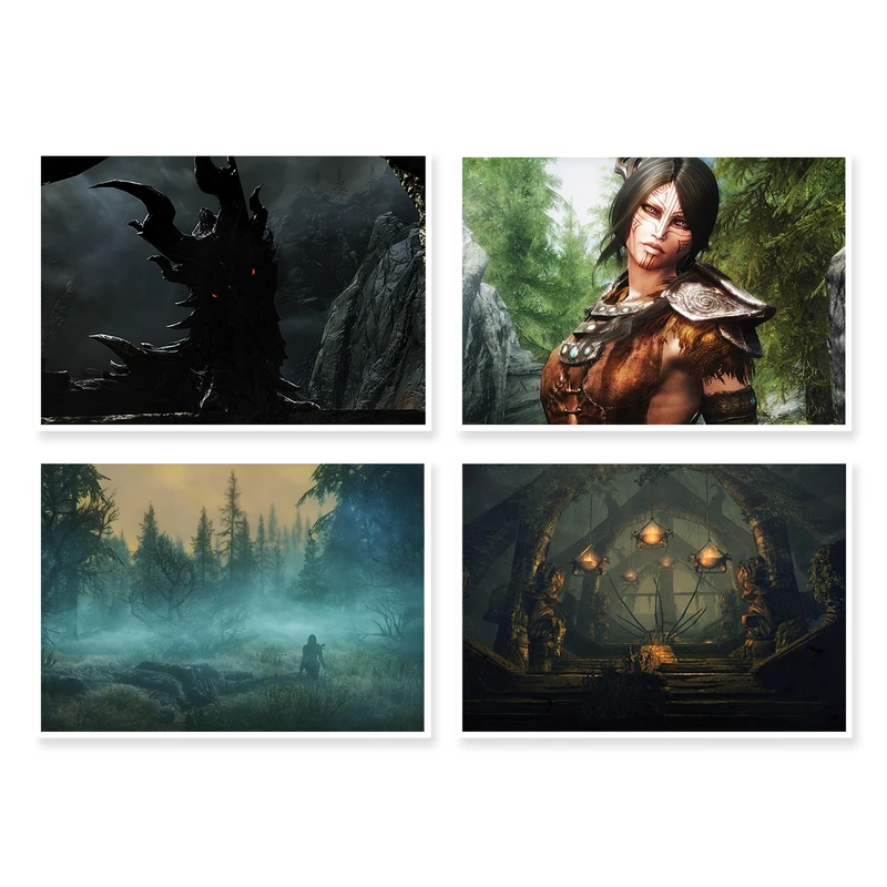 پوستر طرح بازی Skyrim کد A-1685 مجموعه 4 عددی