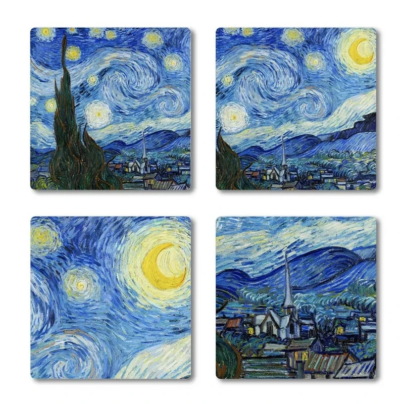 استیکر لپ تاپ و موبایل گوفی طرح نقاشی ونگوک مدل Van gogh 3 مجموعه 4 عددی