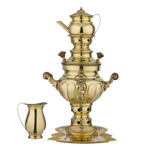 سرویس 5 پارچه سماور زغالی عیدانه ظرفیت 1 لیتر