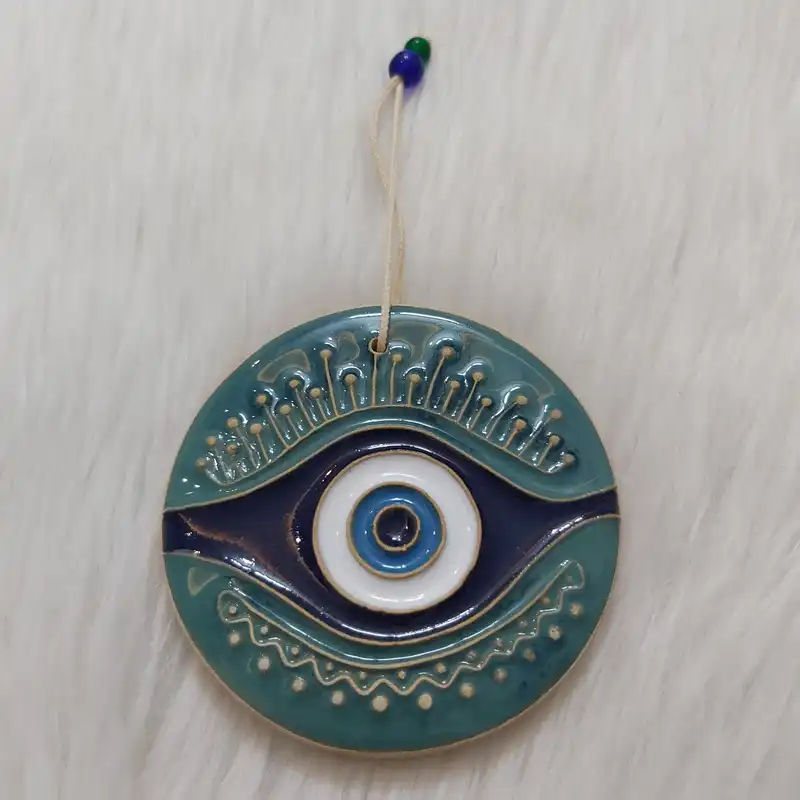 آویز سفالی طرح چشم نظر کد chza111