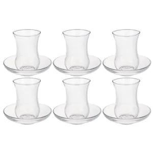 Pasabahce Uskudar 97177 Tea Glass and Saucer Glass Pack of 6