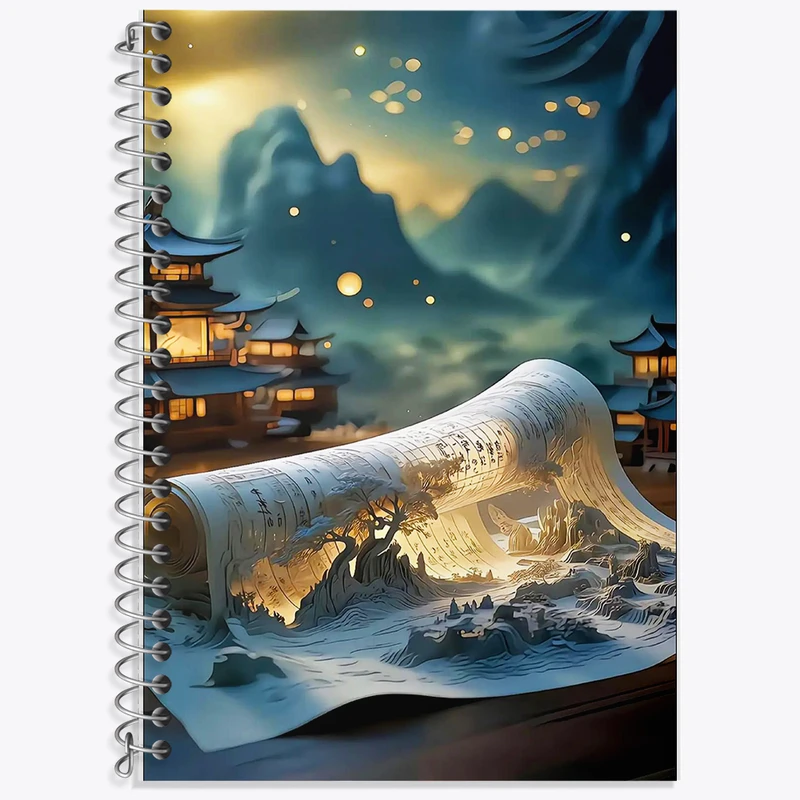 دفتر لغت 50 برگ خندالو طرح نقاشی ژاپنی کد F6799