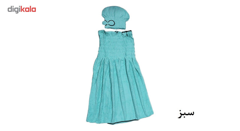 حوله استخری مدل دکلته کشدار به همراه کلاه حوله ای