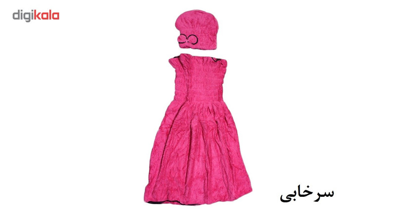 حوله استخری مدل دکلته کشدار به همراه کلاه حوله ای