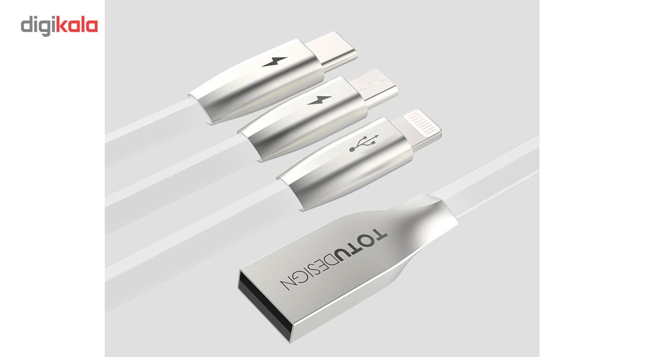 کابل تبدیل USB به MicroUSB / Lightning/Type-C توتو دیزاین مدل 3in 1
