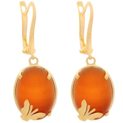 گوشواره طلا 18 عیار زنانه طلای مستجابی مدل عقیق پروانه کد T1979