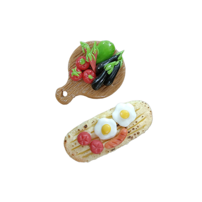 مگنت طرح تخته سبزیجات و نان و تخم مرغ کد 0040 مجموعه دو عددی
