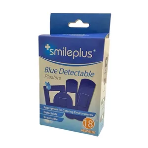 چسب زخم اسمایل پلاس مدل Blue Detectable کد 6304 بسته 18 عددی