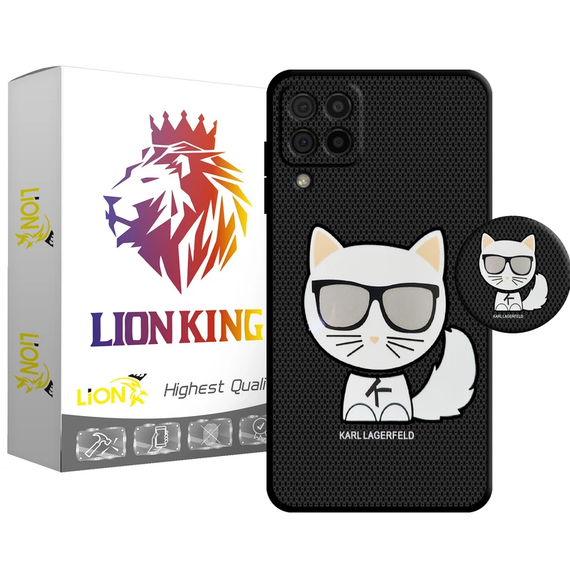   کاور لاین کینگ مدل گربه j2 مناسب برای گوشی موبایل سامسونگ Galaxy A22 4G به همراه پایه نگهدارنده