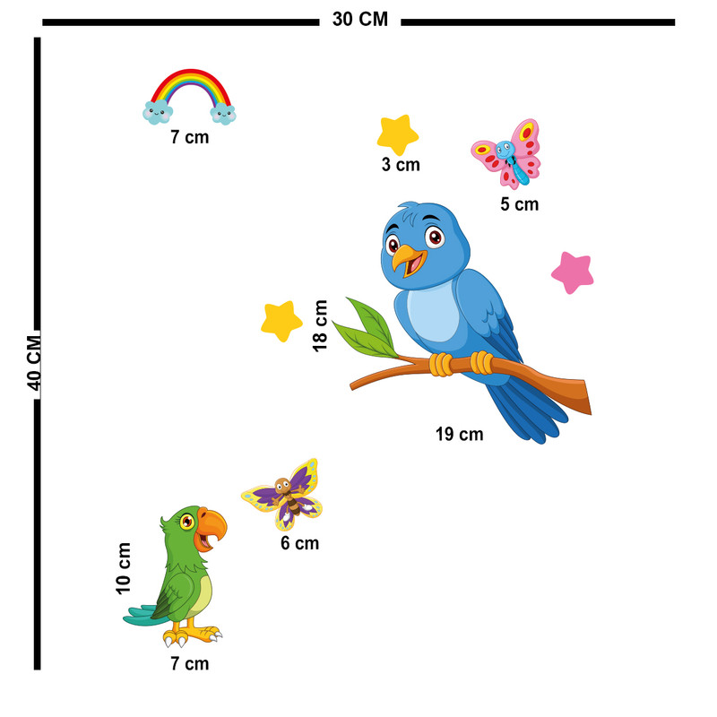 استیکر چوبی کودک باروچین مدل پرندگان کد 6002 مجموعه 8 عددی