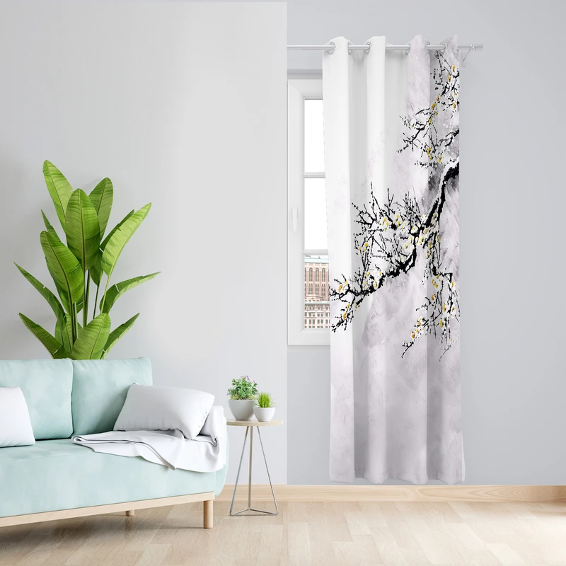 پرده طرح شکوفه مدل مخمل پانچی کد L 1122L Z سایز 140x200 سانتی متر