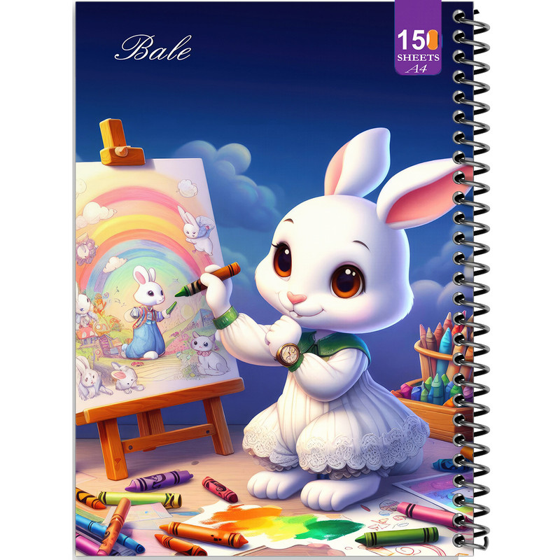 دفتر نقاشی 150 برگ انتشارات بله مدل رحلی طرح فانتزی خرگوش نقاش کد A4-P124