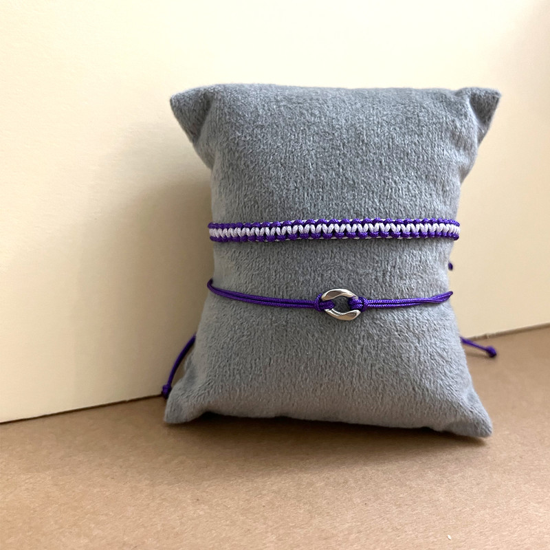 دستبند زنانه مدل مهره و بافت مجموعه 2 عددی