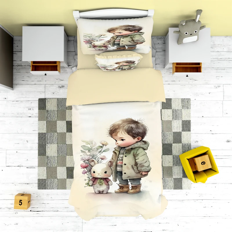 سرویس خواب طرح پسر کوچولو تک نفره 4 تکه