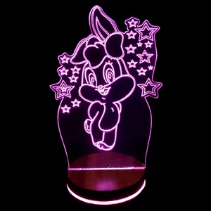 چراغ خواب اتاق کودک مدل بالبینگ سه بعدی خرگوش ستاره ای کد 1460