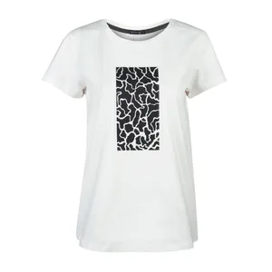 تی شرت آستین کوتاه زنانه آروما مدل یقه گرد کد 1551288 رنگ شیری روشن