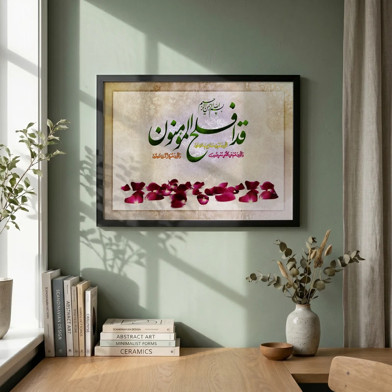 تابلو طرح قد افلح المومنون مدل G14620 فریم مشکی