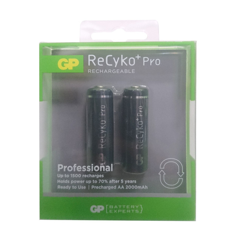 باتری قلمی قابل شارژ  سایز AA جی پی مدل ReCyko Plus Pro 2000mAh  بسته 2 عددی
