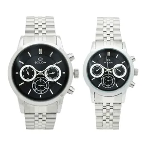 ست ساعت مچی عقربه ای زنانه و مردانه سولیدا مدل 2118G 2118L ORIGIANAL