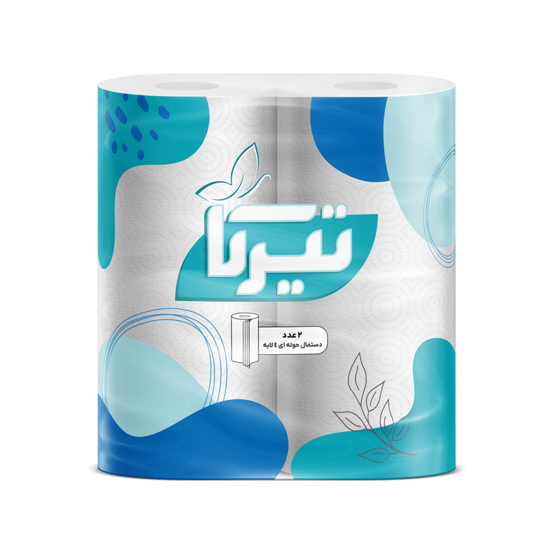 دستمال حوله ای چهار لایه تیرکا مدل فیروزه بسته 2 عددی