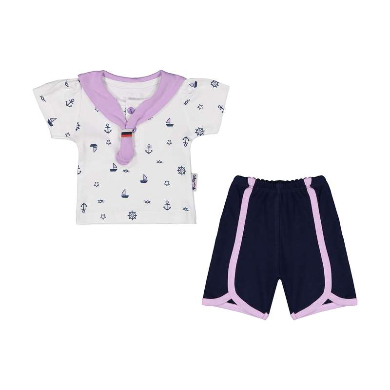 ست تی شرت و شلوارک نوزادی دخترانه آدمک مدل 2171257-64