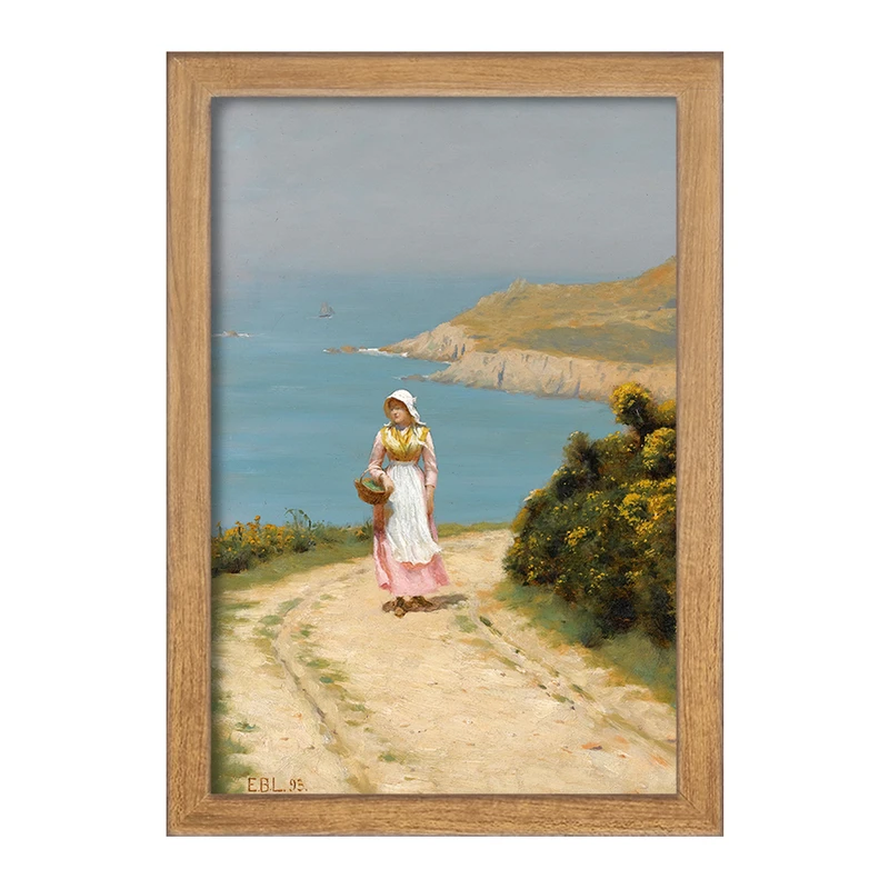 تابلو خندالو مدل نقاشی دختری در مسیر ساحلی اثر ادموند بلر لیتون کد F12457